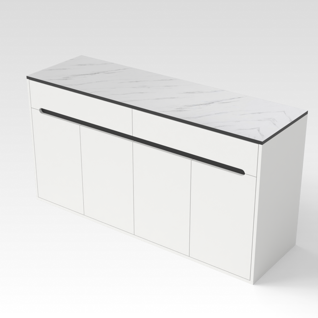 Warm White & White Marble Grain Shoe Cabinet