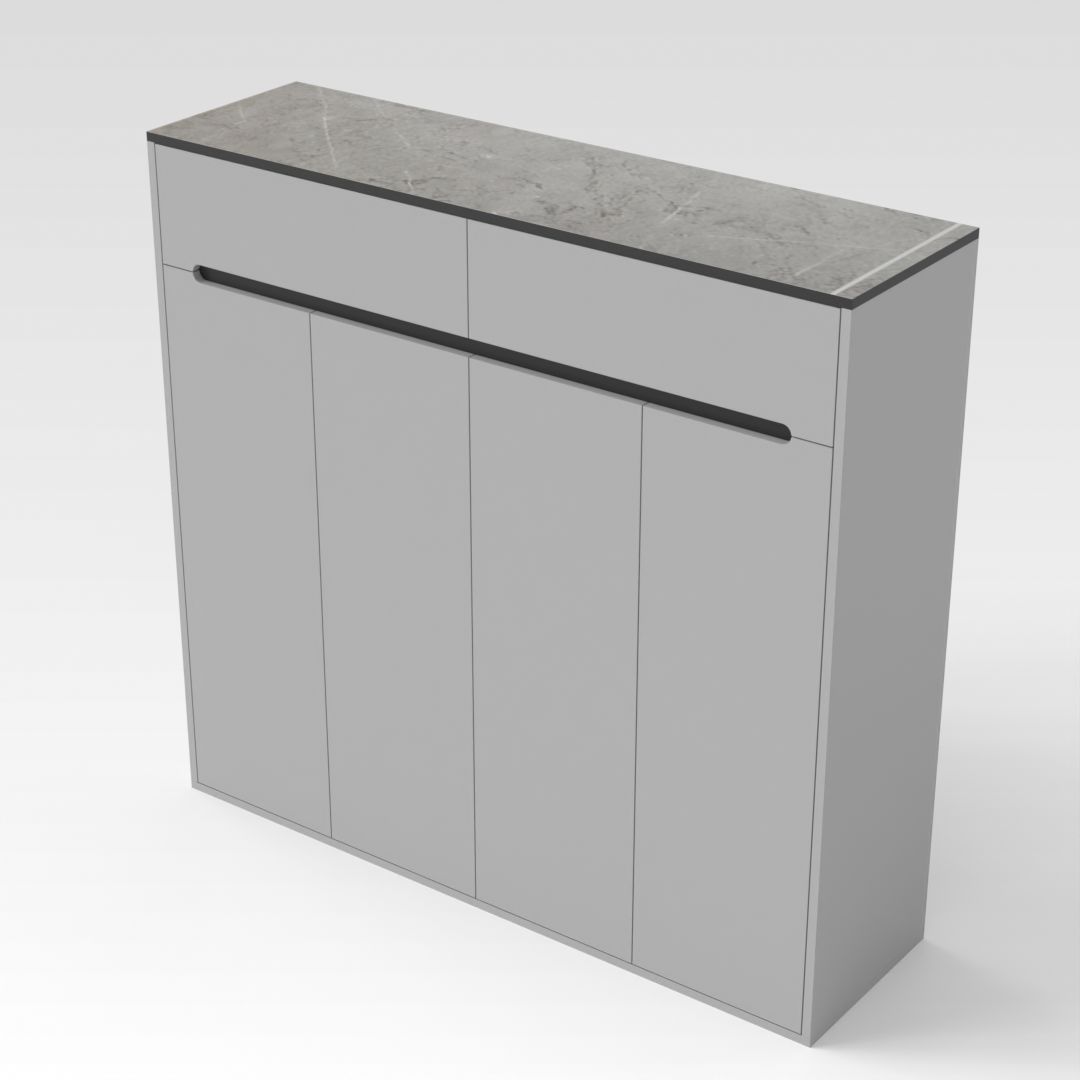 Light Gray & Brown Stone Grain Shoe Cabinet