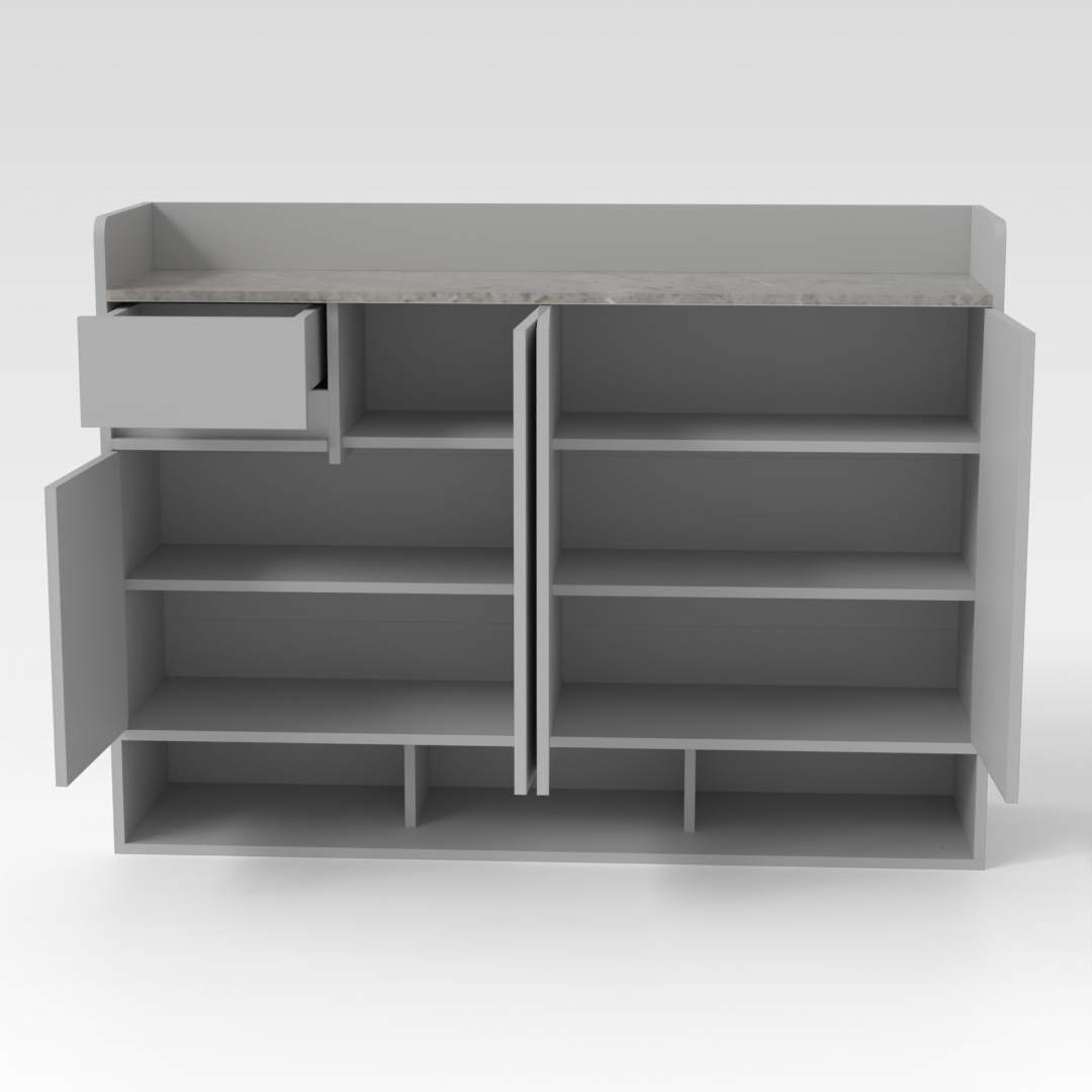 Light Gray & Brown Stone Grain Shoe Cabinet