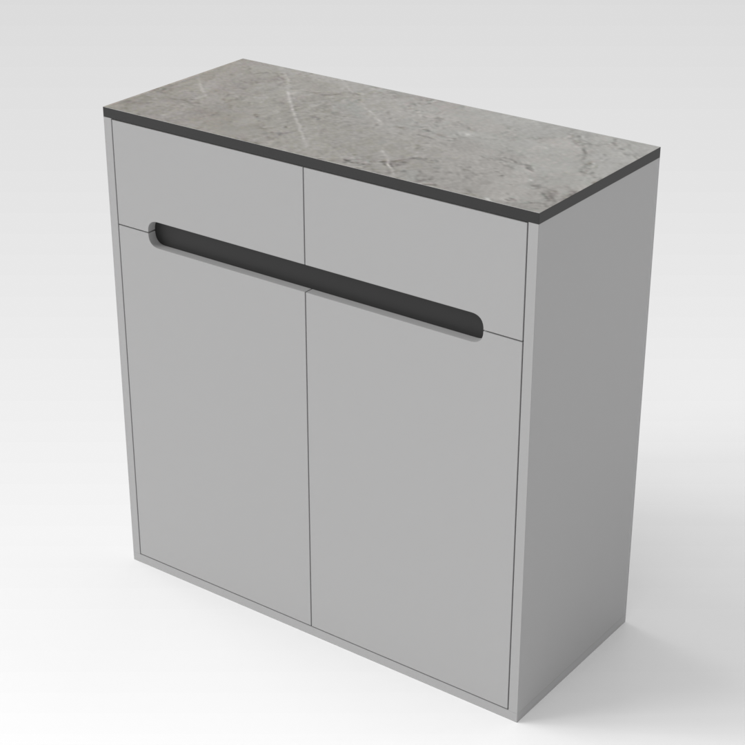 Light Gray & Brown Stone-Grain Top Shoe Cabinet