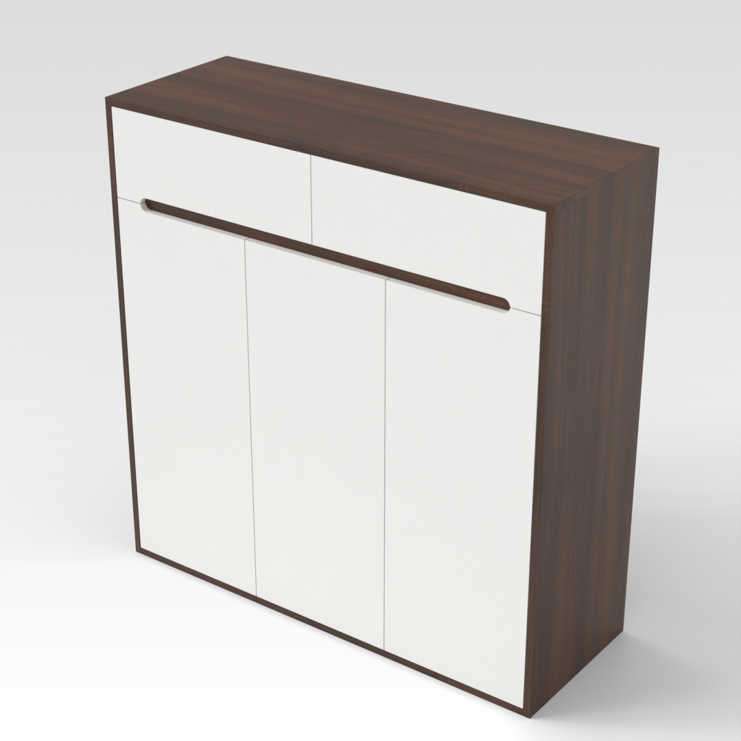 Warm White & Prairie Oak Shoe Cabinet