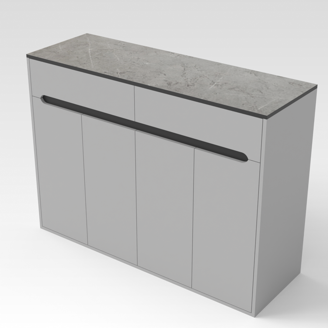 Light Gray & Brown Stone Grain Shoe Cabinet
