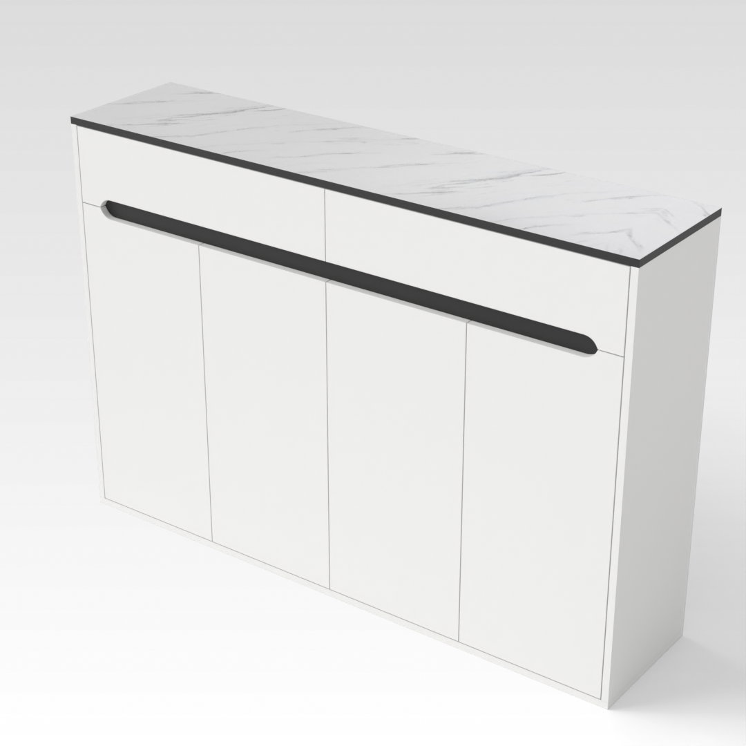 Warm White & White Marble Shoe Cabinet