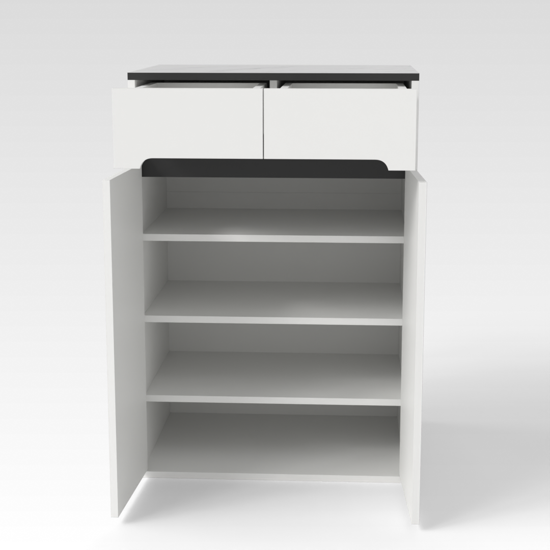 Warm White & White Marble Grain Shoe Cabinet