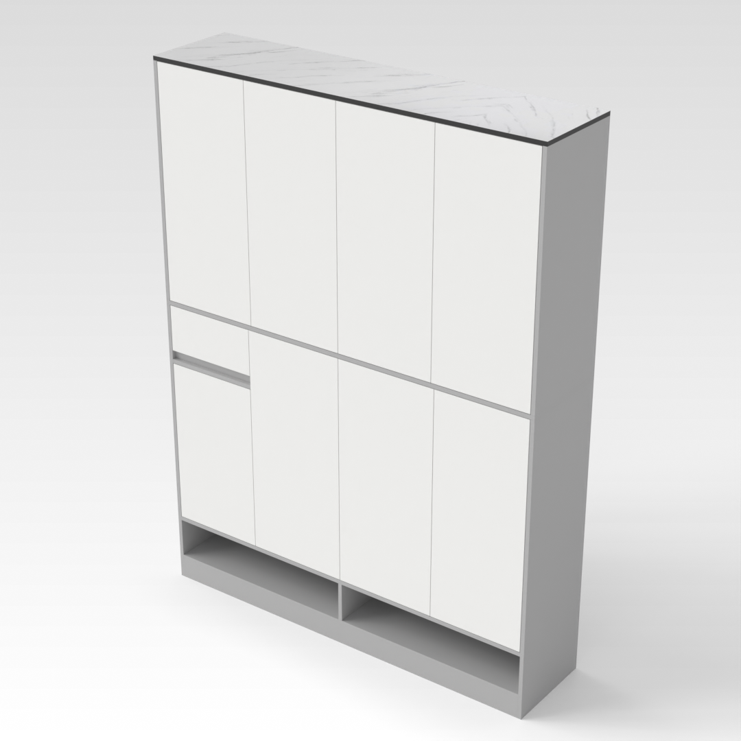 Warm White & Light Gray Shoe Cabinet