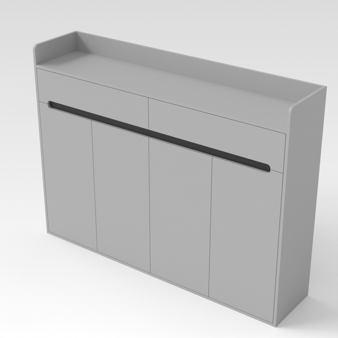 Light Gray & Black Shoe Cabinet