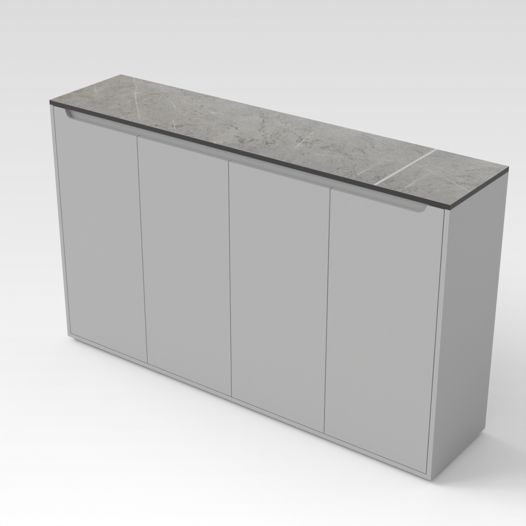 Light Gray & Brown Stone Grain Shoe Cabinet