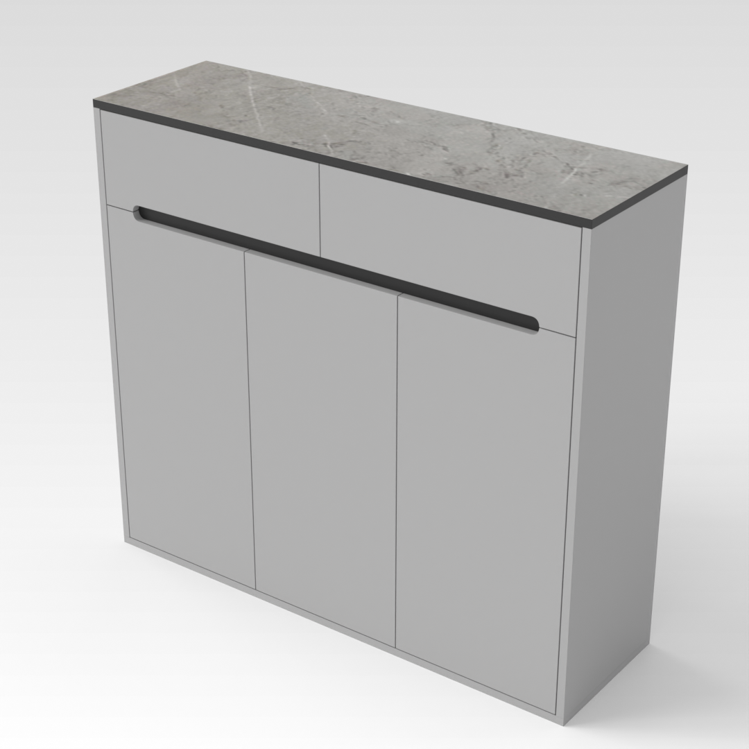 Light Gray & Brown Stone Grain Shoe Cabinet