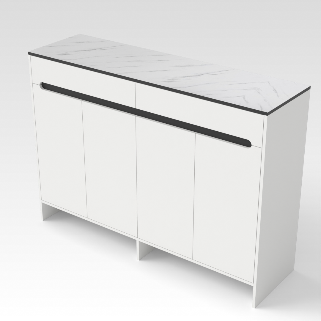 Warm White & White Marble Shoe Cabinet