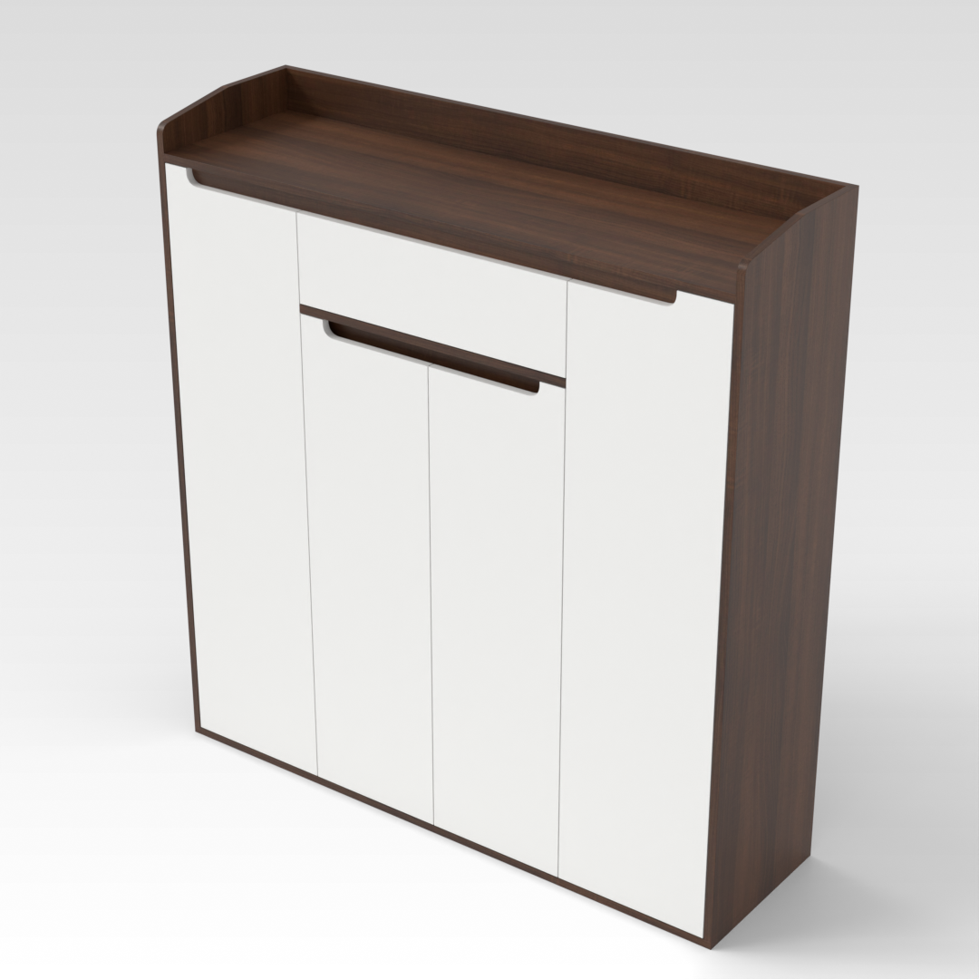 Prairie Oak & Warm White Shoe Cabinet