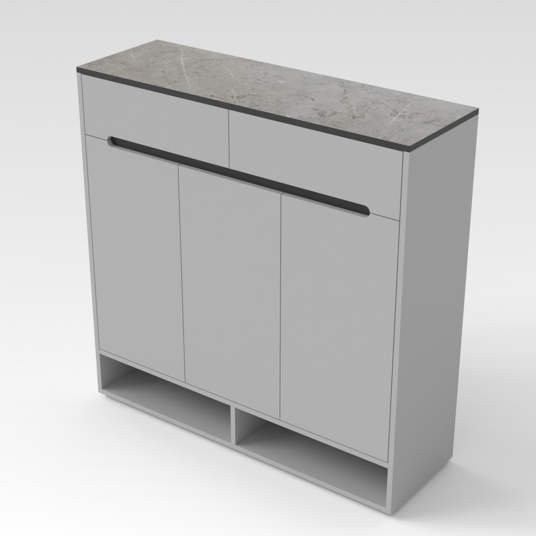 Light Gray & Brown Stone Grain Shoe Cabinet