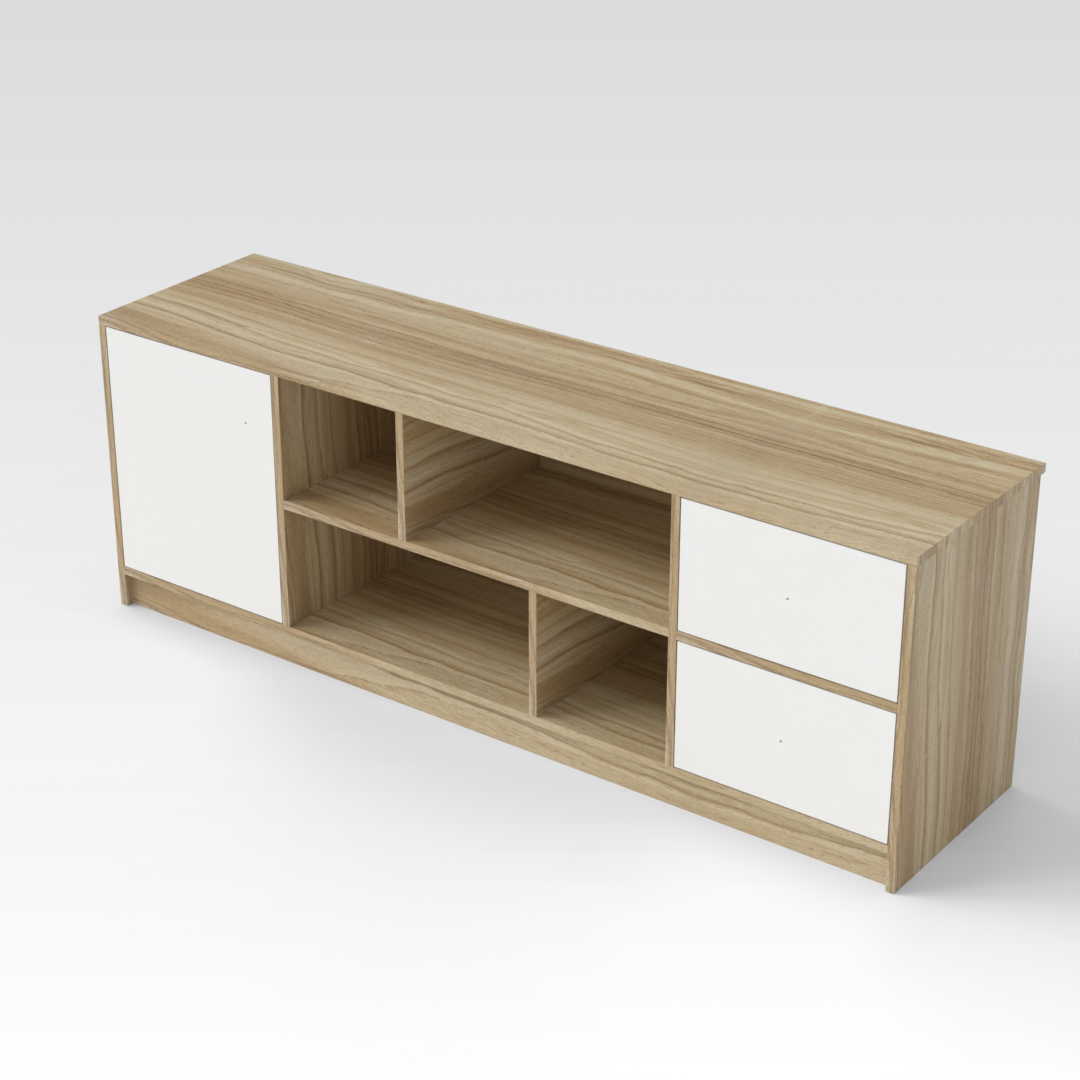 Country Oak & Warm White Bookcase
