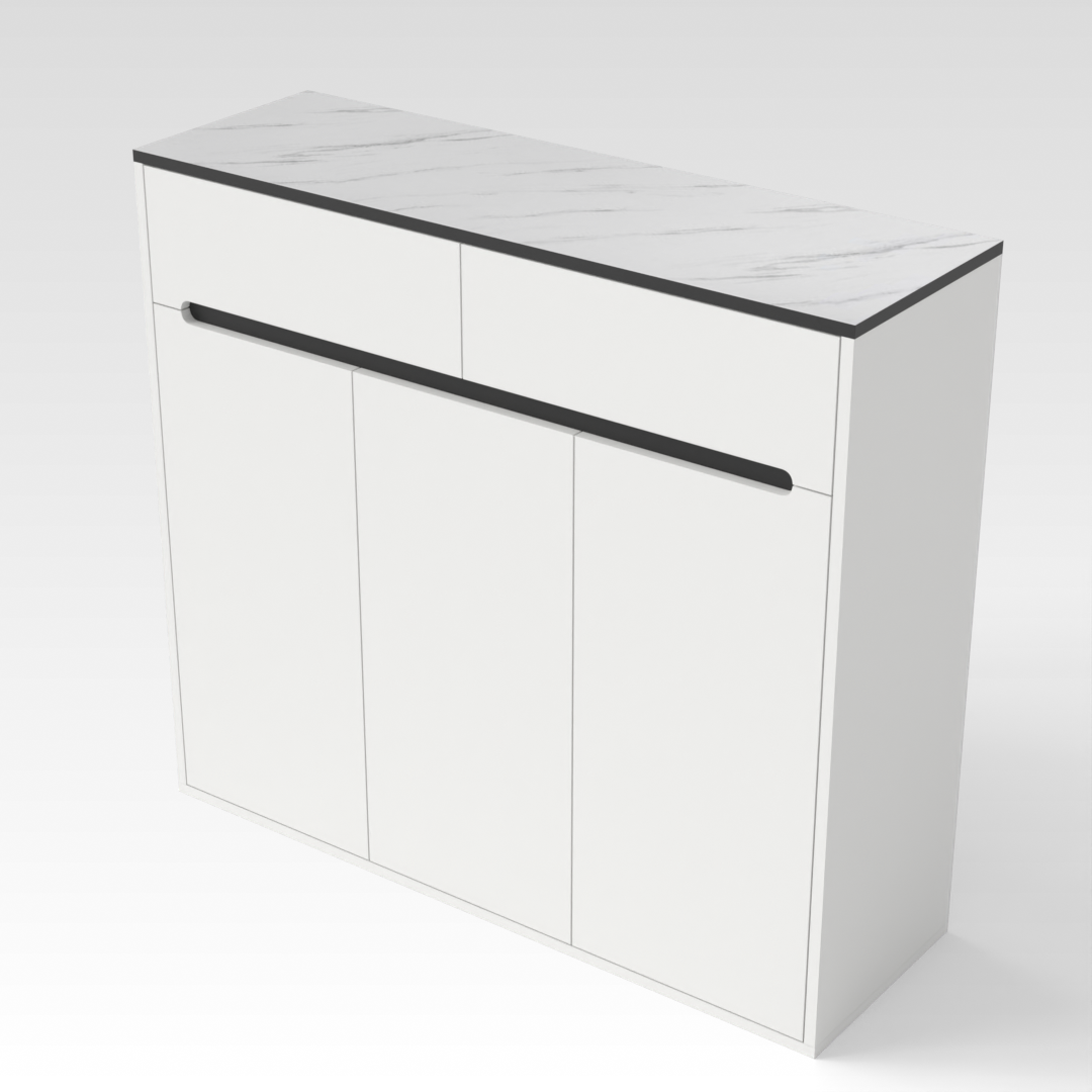 Warm White & White Marble Shoe Cabinet