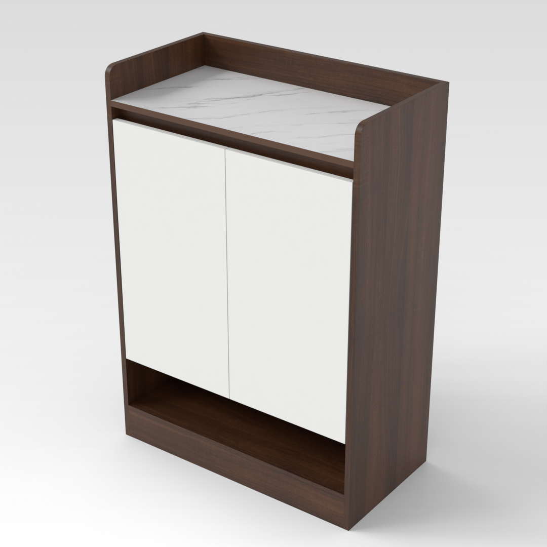 Prairie Oak & Warm White Shoe Cabinet