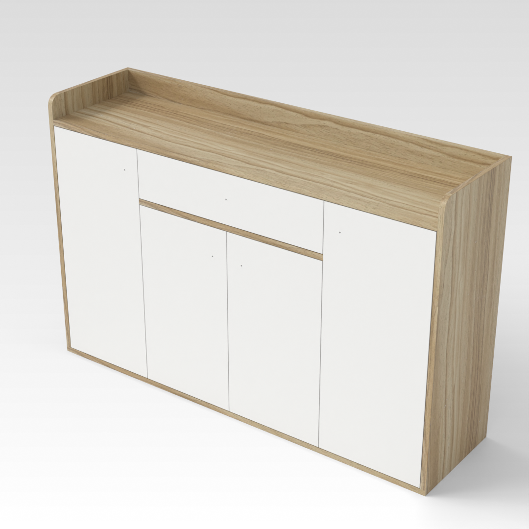 Country Oak & Warm White Shoe Cabinet