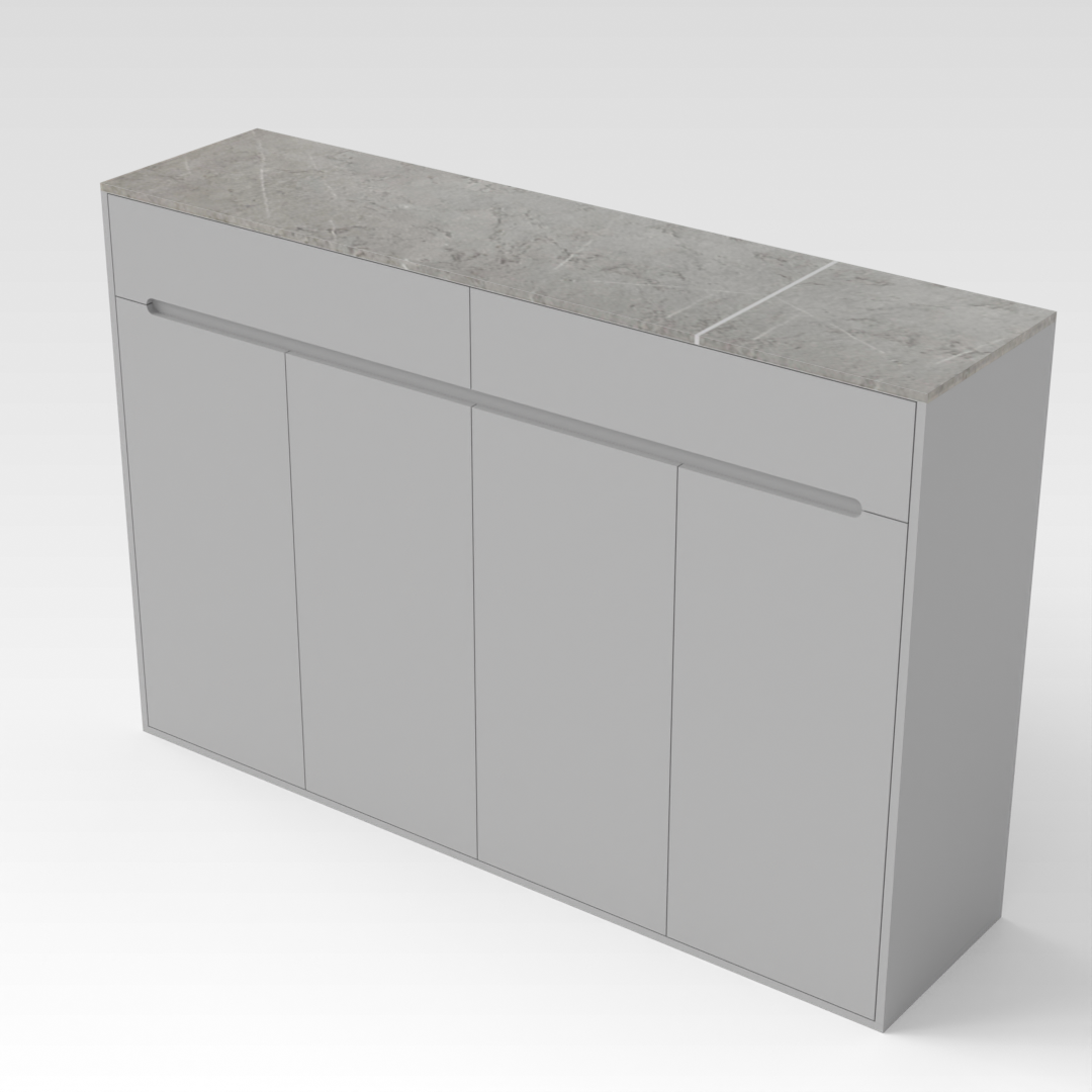 Light Gray & Brown Stone-Grain Top Shoe Cabinet