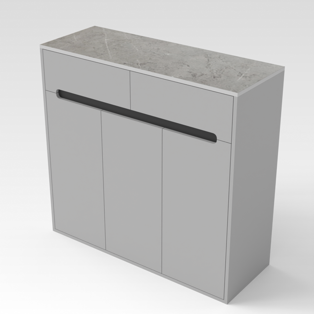 Light Gray & Brown Stone-Grain Top Shoe Cabinet