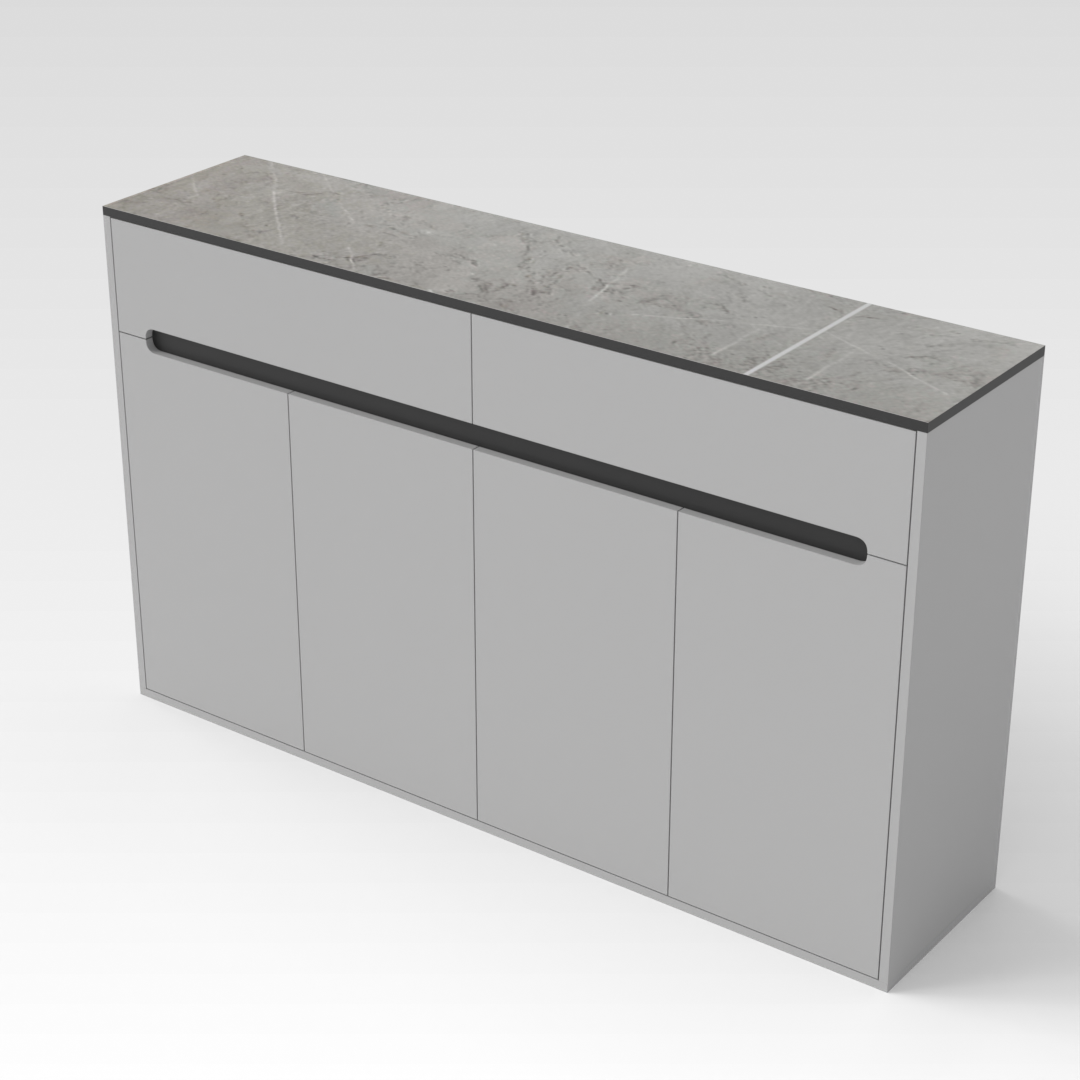 Light Gray & Brown Stone-Grain Top Shoe Cabinet
