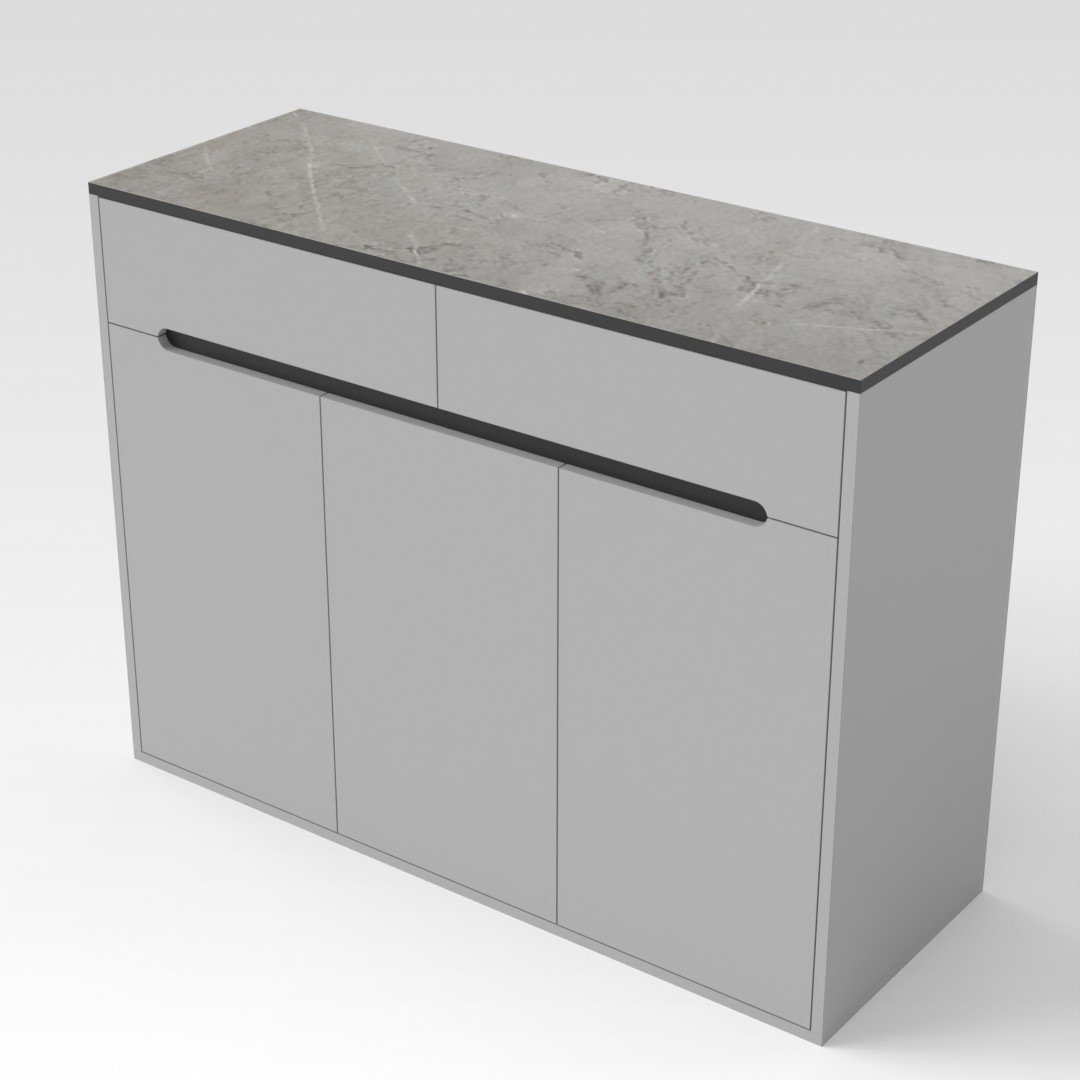 Light Gray & Brown Stone Grain Shoe Cabinet