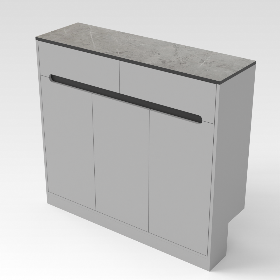 Light Gray & Brown Stone-Grain Top Shoe Cabinet