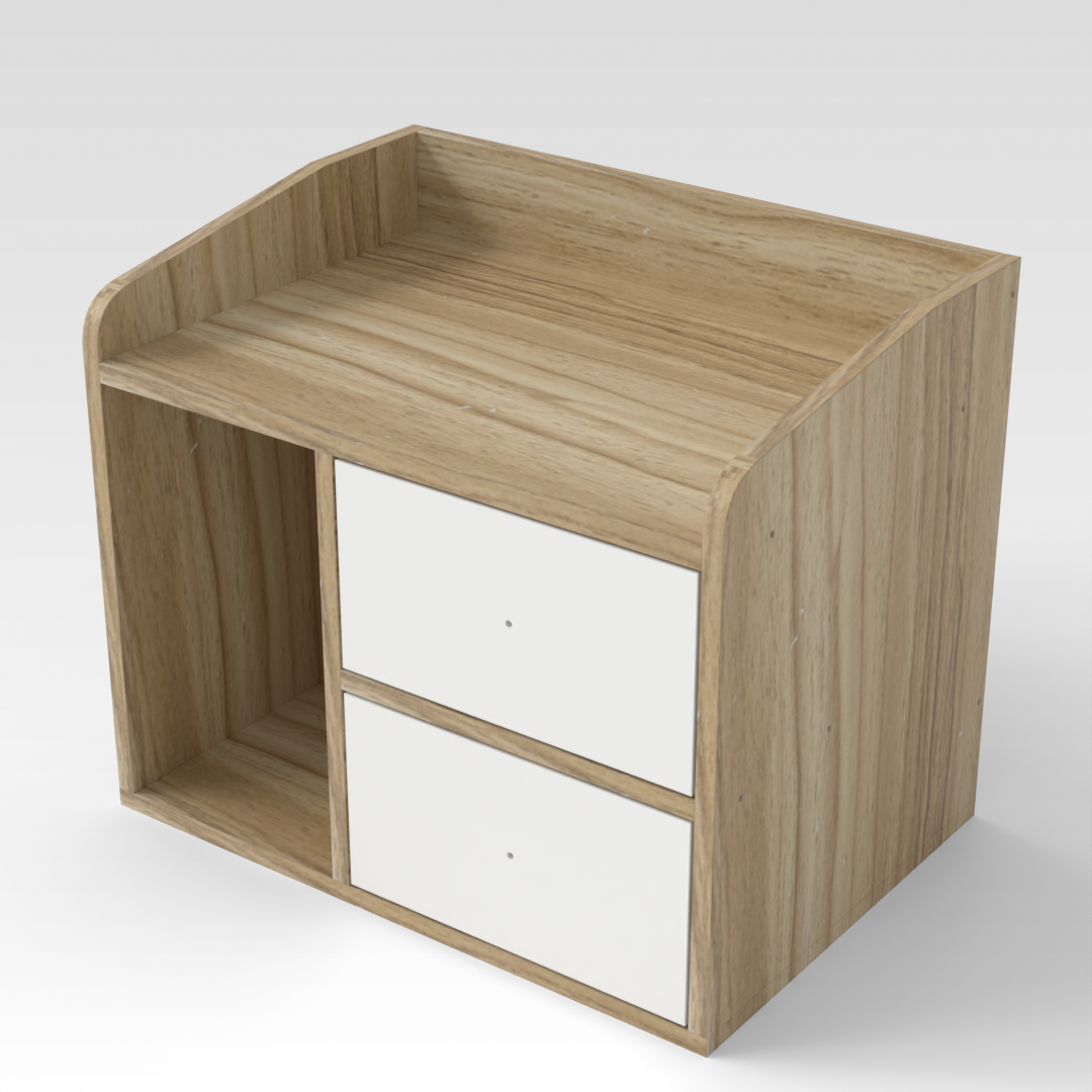Country Oak & Warm White Nightstand