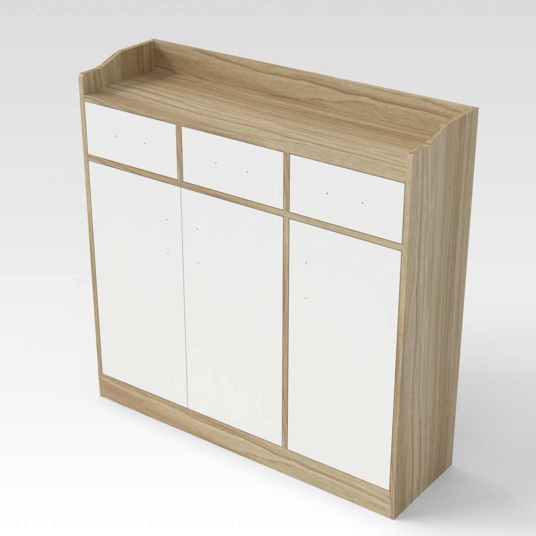 Country Oak & Warm White Shoe Cabinet