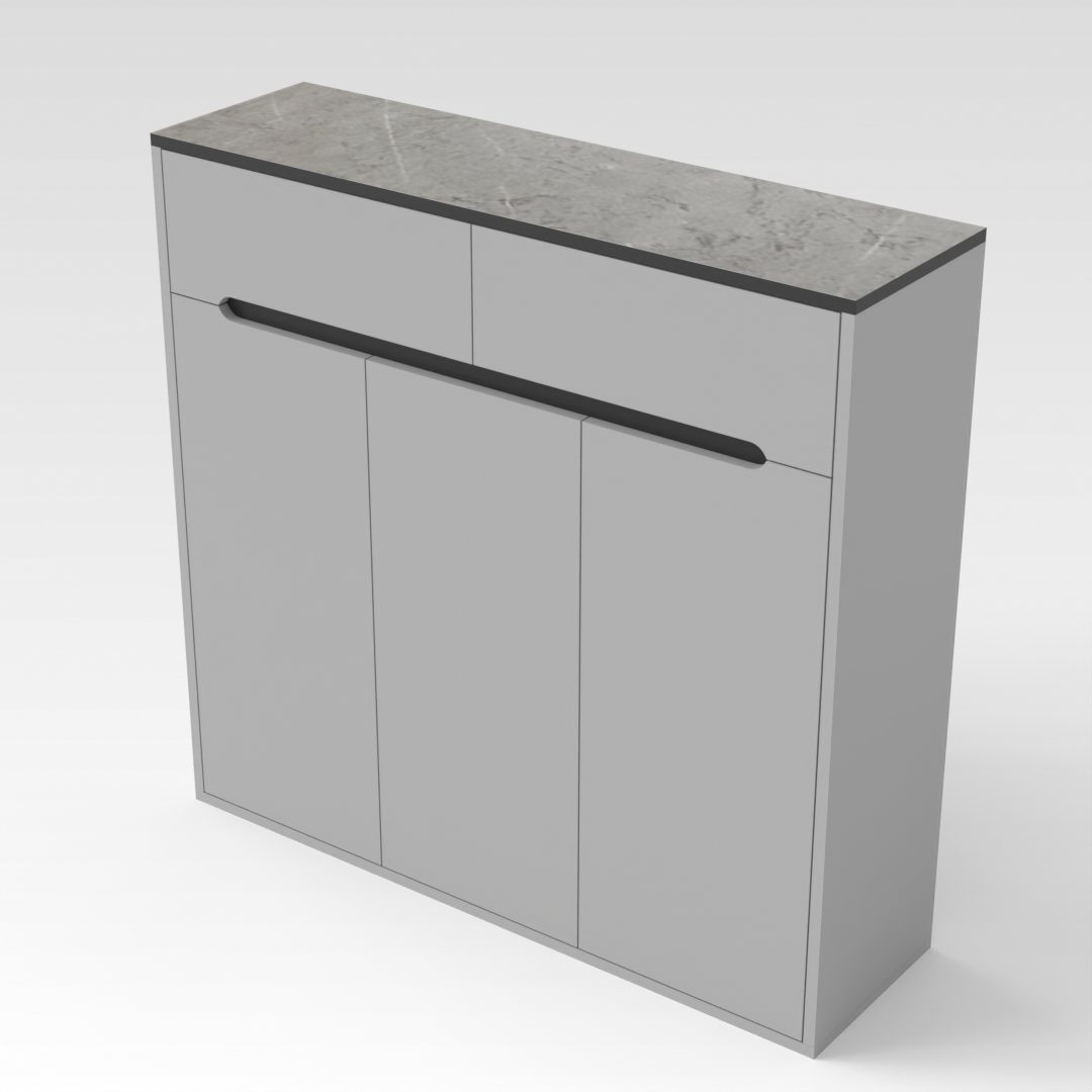 Light Gray & Brown Stone Grain Shoe Cabinet