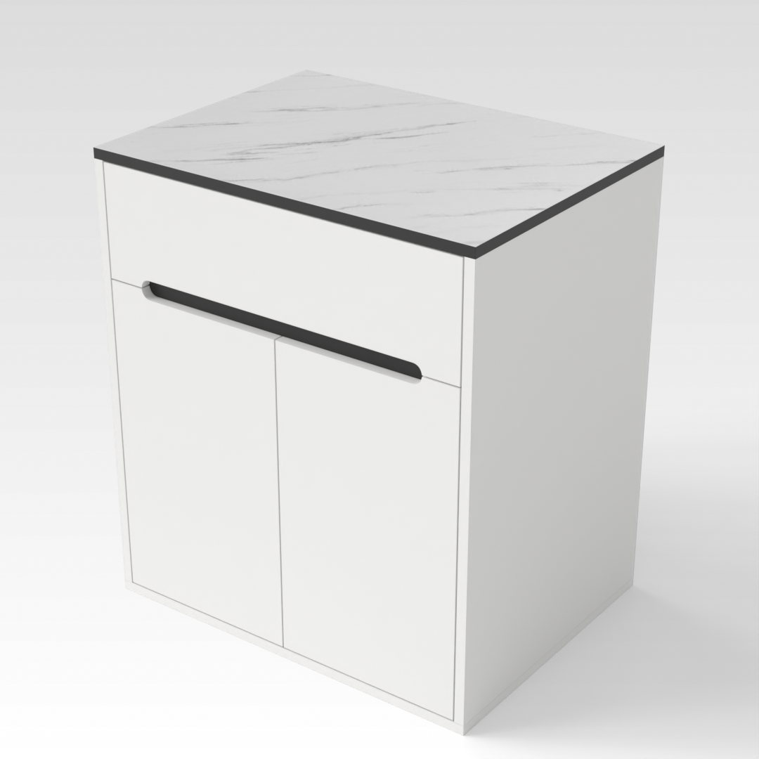 Warm White & White Marble Shoe Cabinet