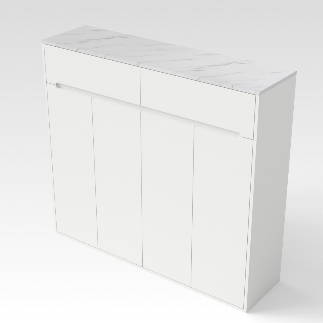 Warm White & White Marble Shoe Cabinet