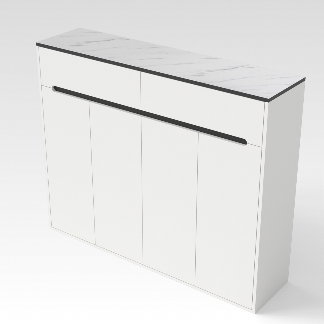 Warm White & White Marble Shoe Cabinet