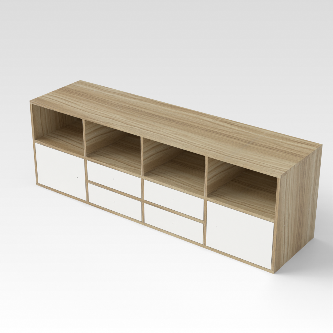 Country Oak & Warm White Accent Cabinet