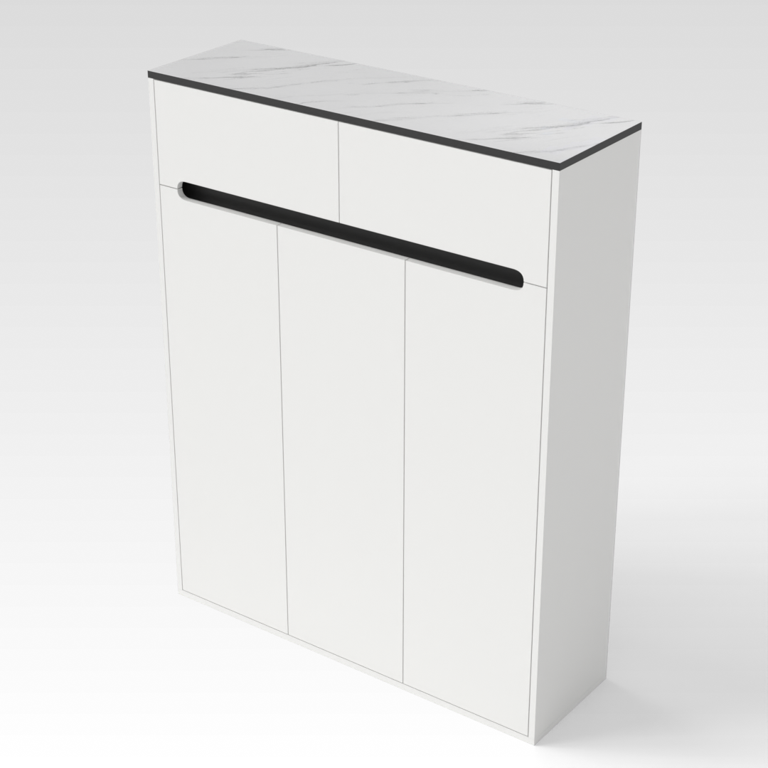 Warm White & White Marble Shoe Cabinet
