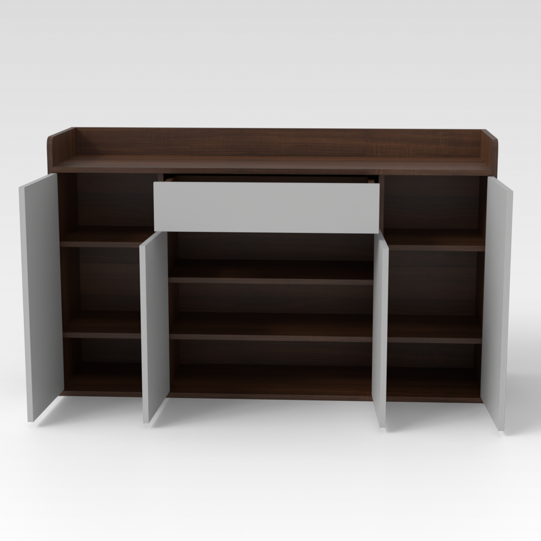 Prairie Oak & Light Gray Shoe Cabinet