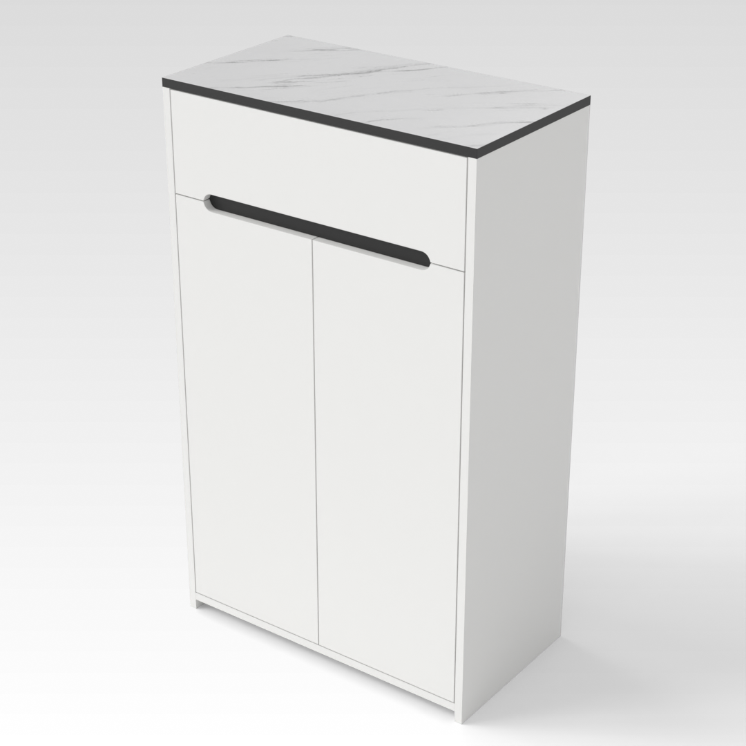 Warm White & White Marble Shoe Cabinet