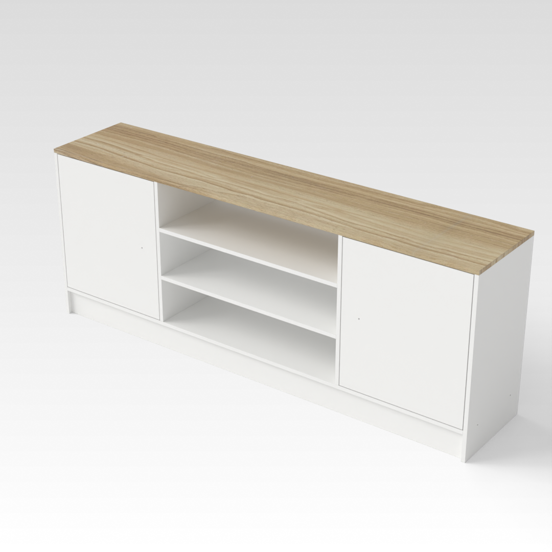 Warm White & Country Oak TV Stand