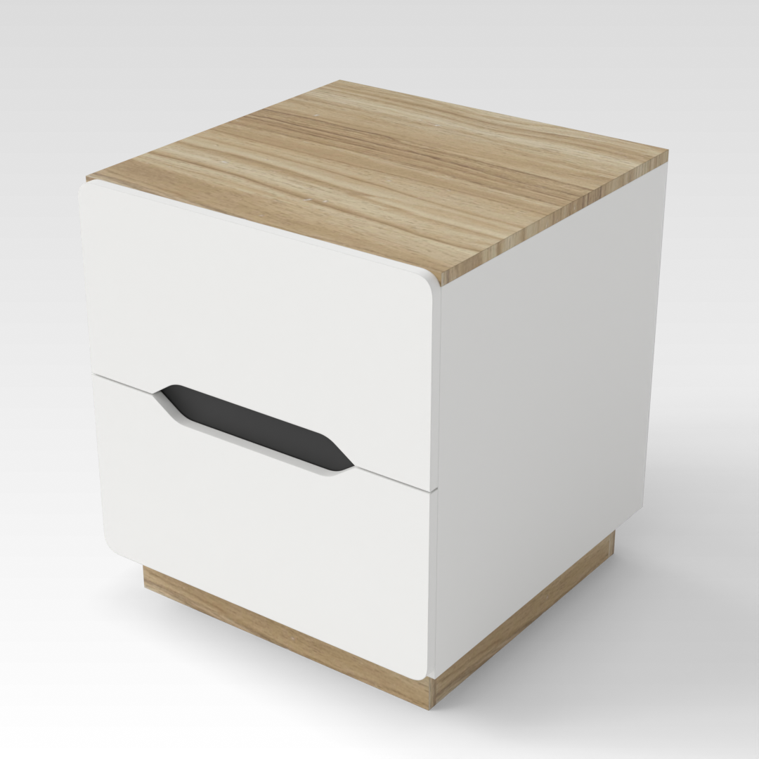 Country Oak & Warm White Nightstand