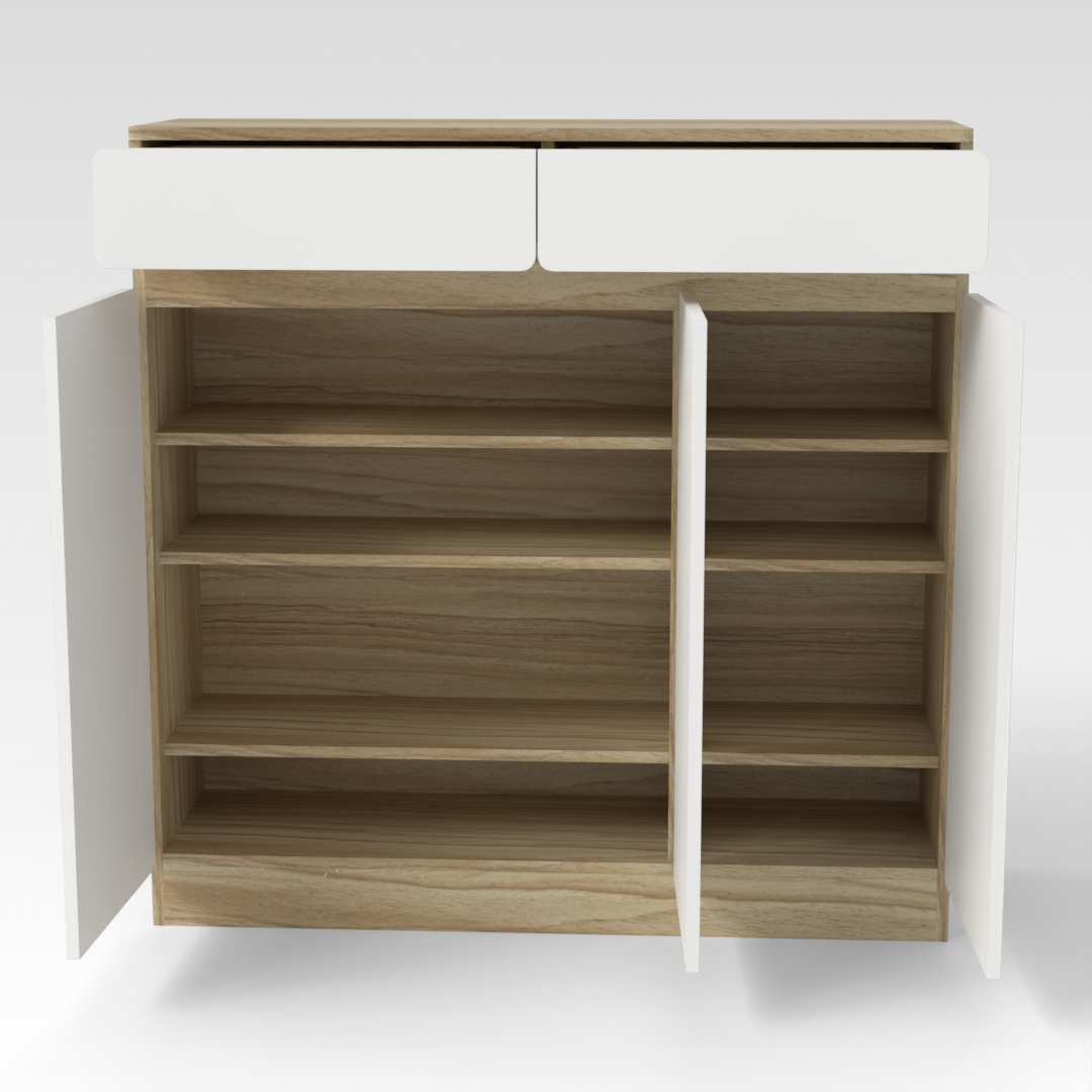 Country Oak & Warm White Shoe Cabinet