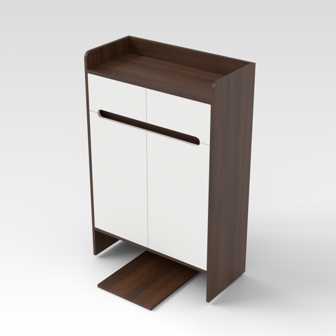 Prairie Oak & Warm White Shoe Cabinet