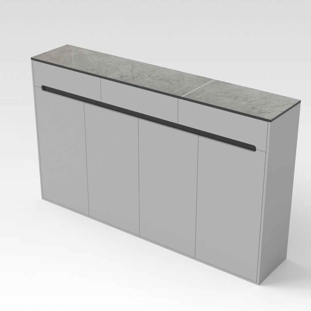 Light Gray & Brown Stone-Grain Top Shoe Cabinet