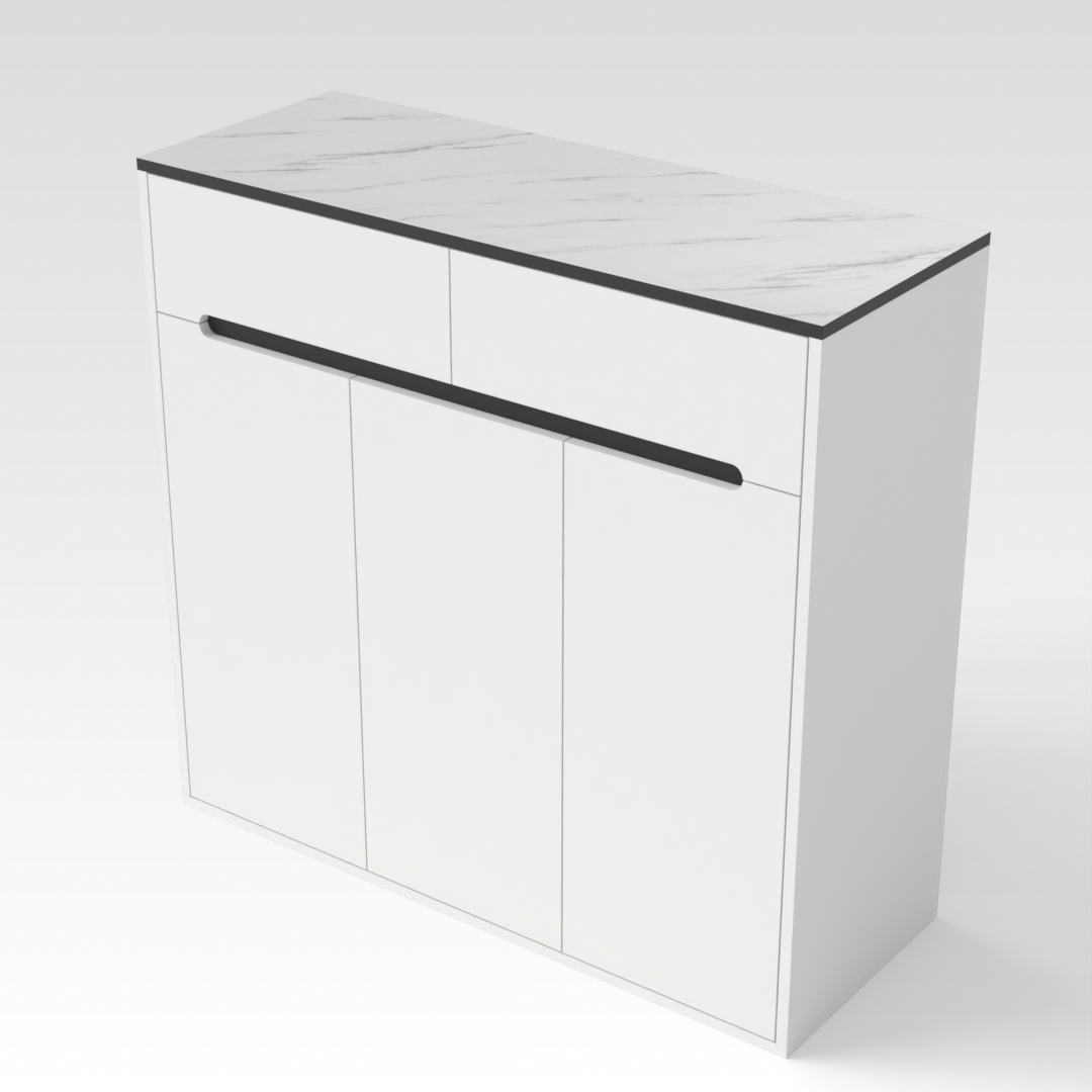 Warm White & White Marble Shoe Cabinet