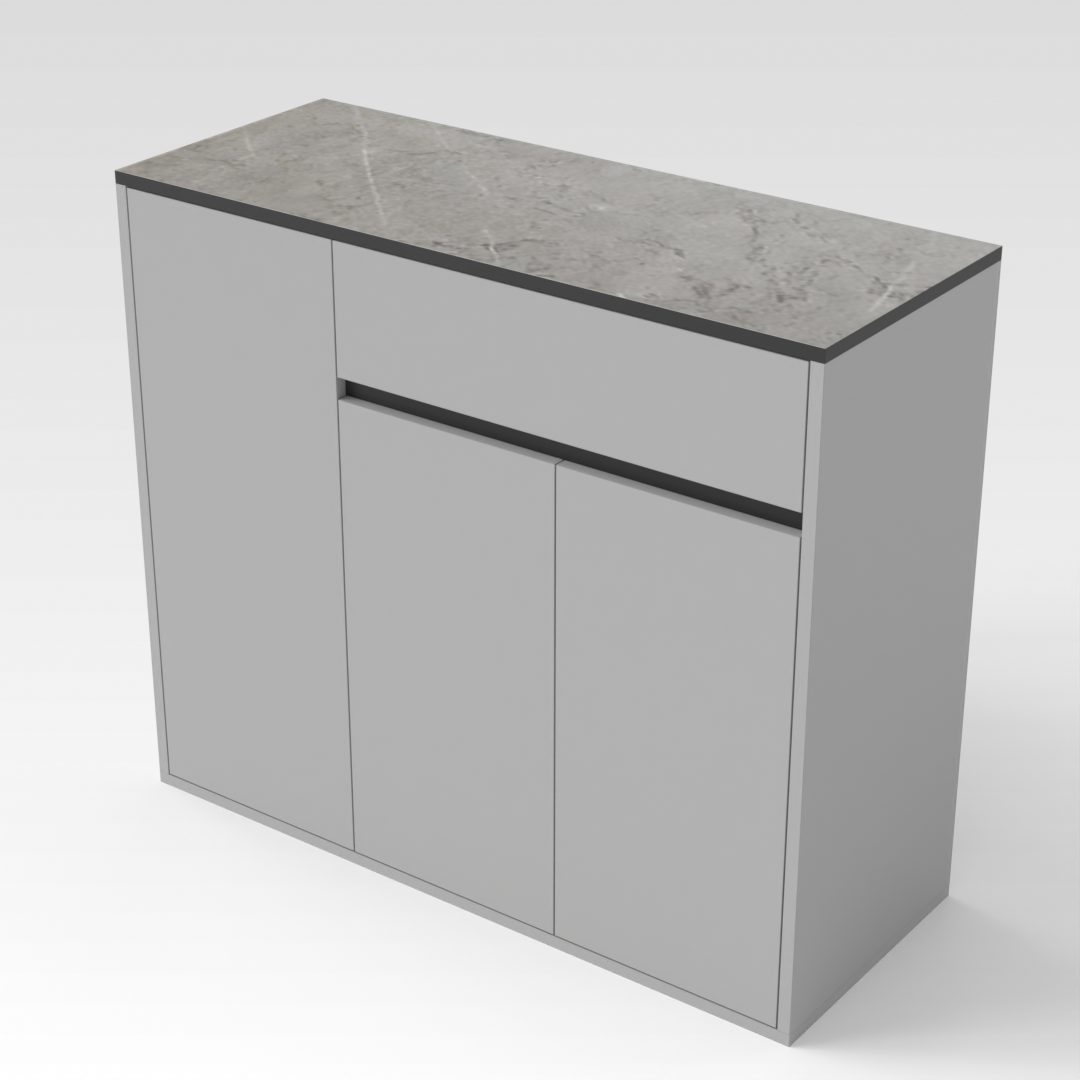Light Gray & Brown Stone Grain Shoe Cabinet