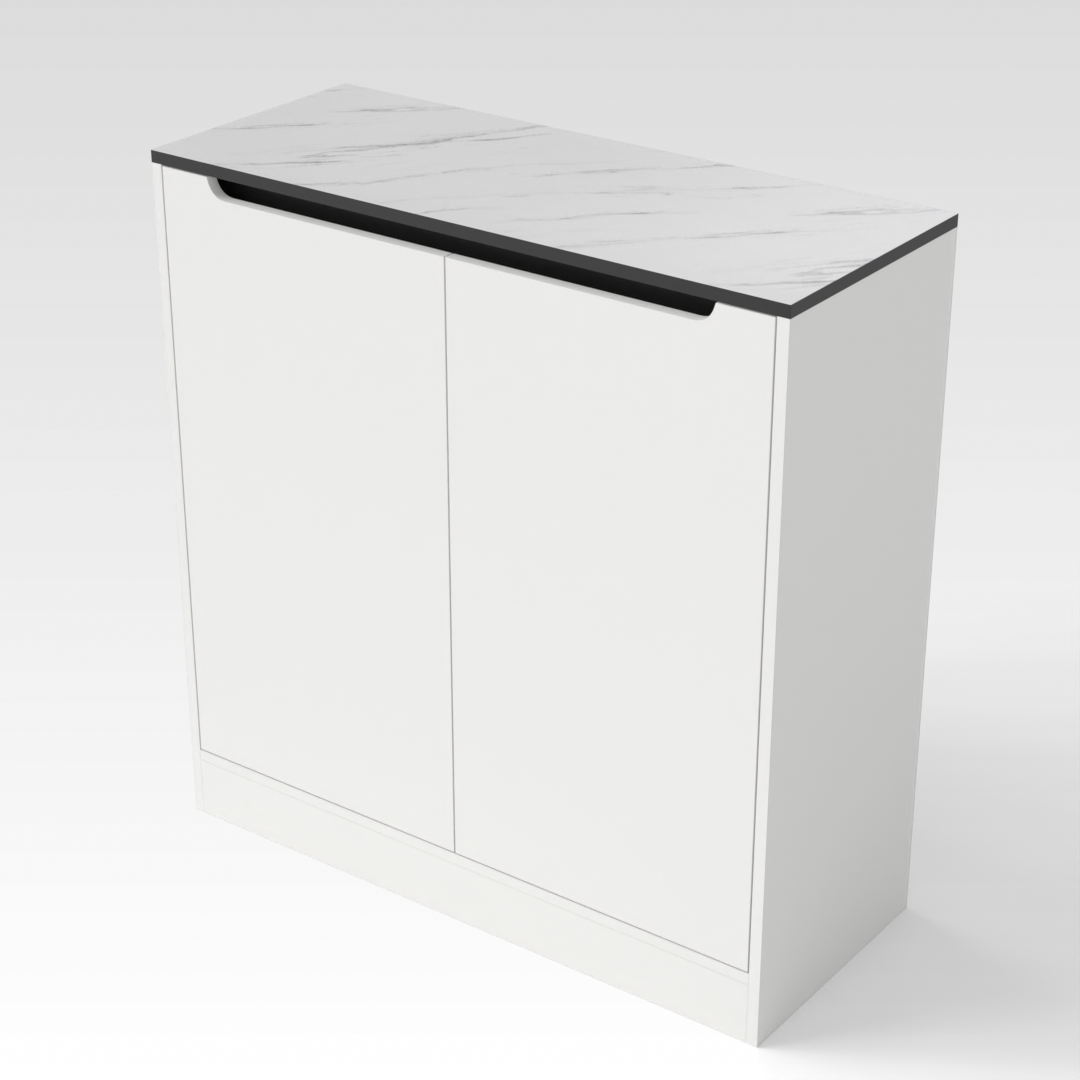 Warm White & White Marble Shoe Cabinet