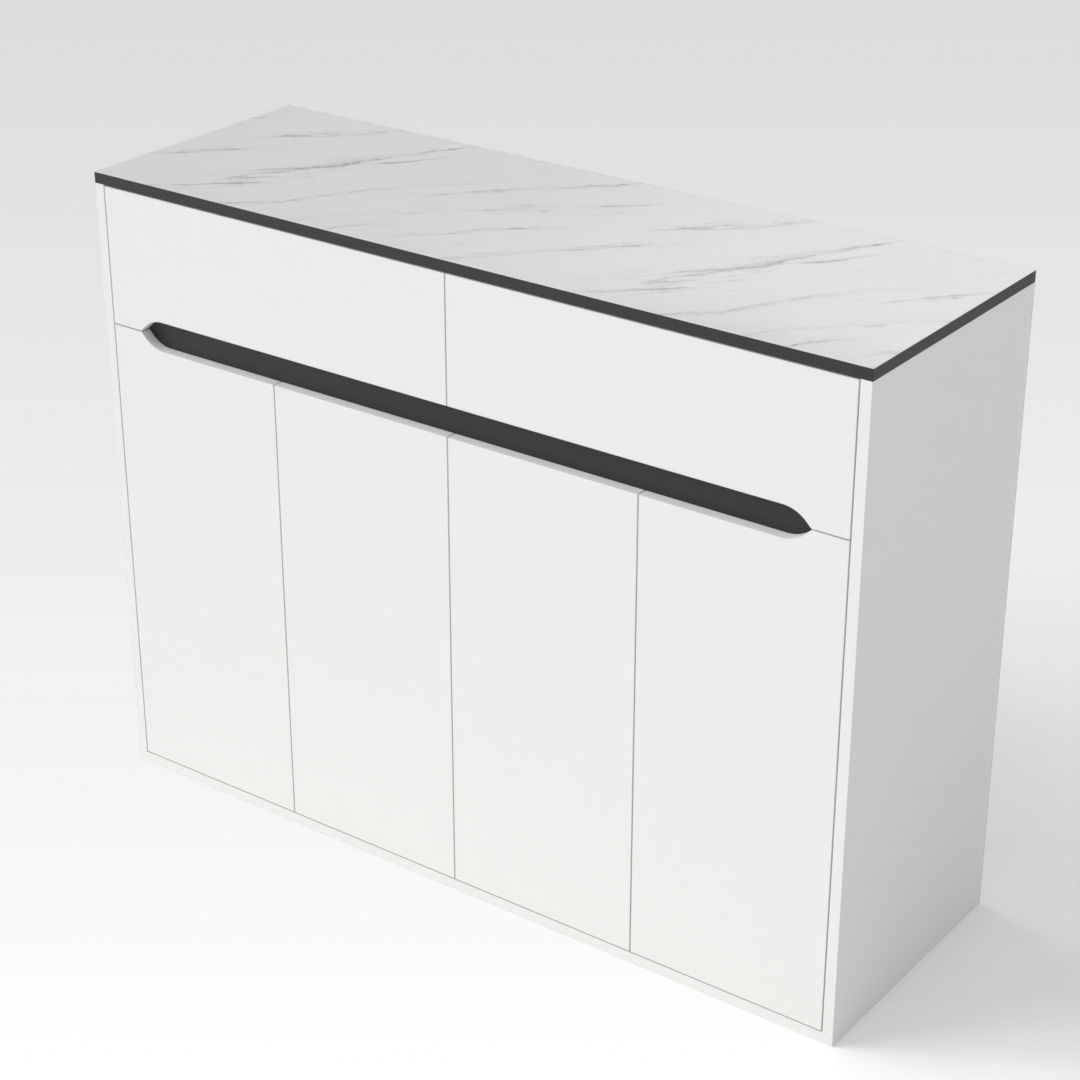 Warm White & White Marble Shoe Cabinet