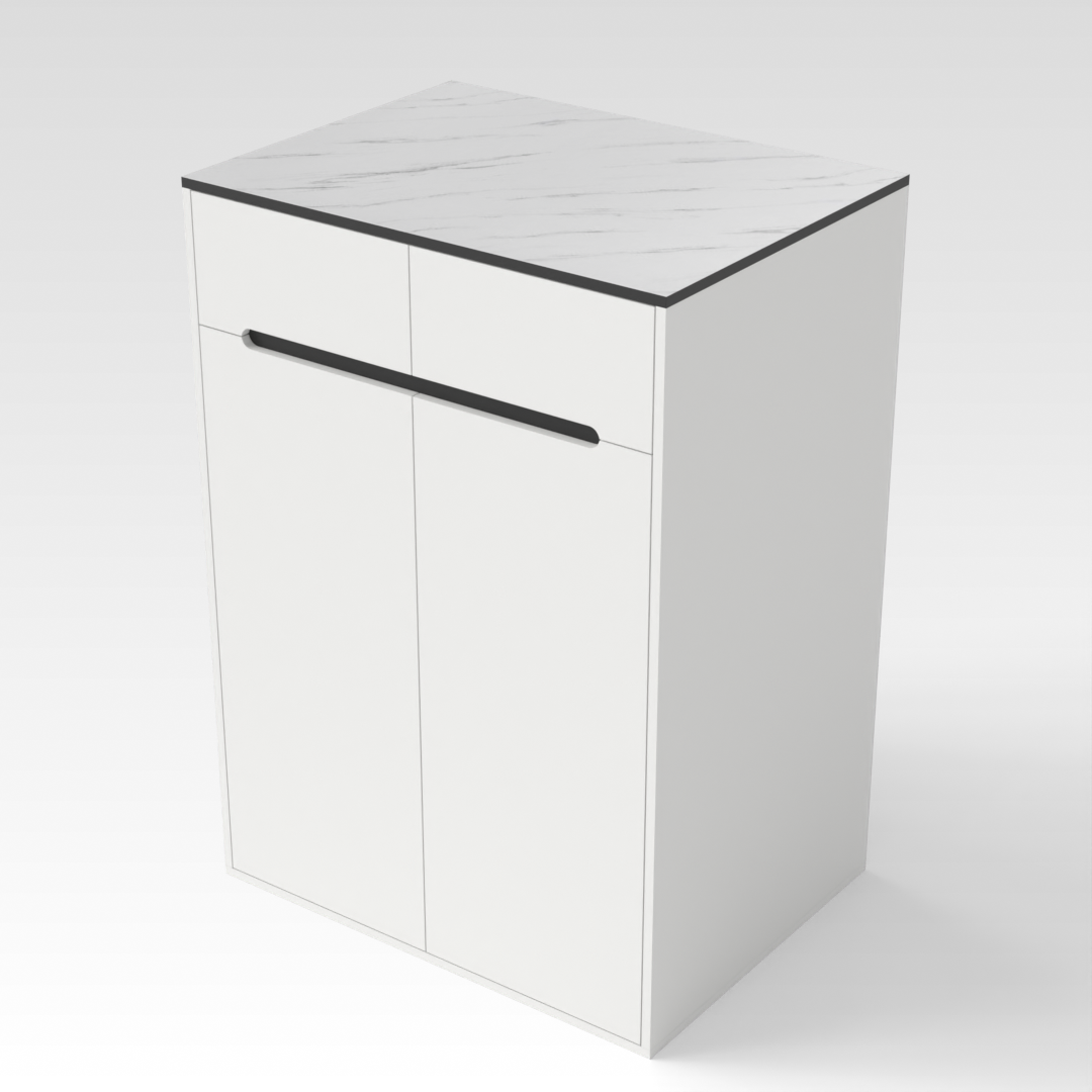 Warm White & White Marble Shoe Cabinet