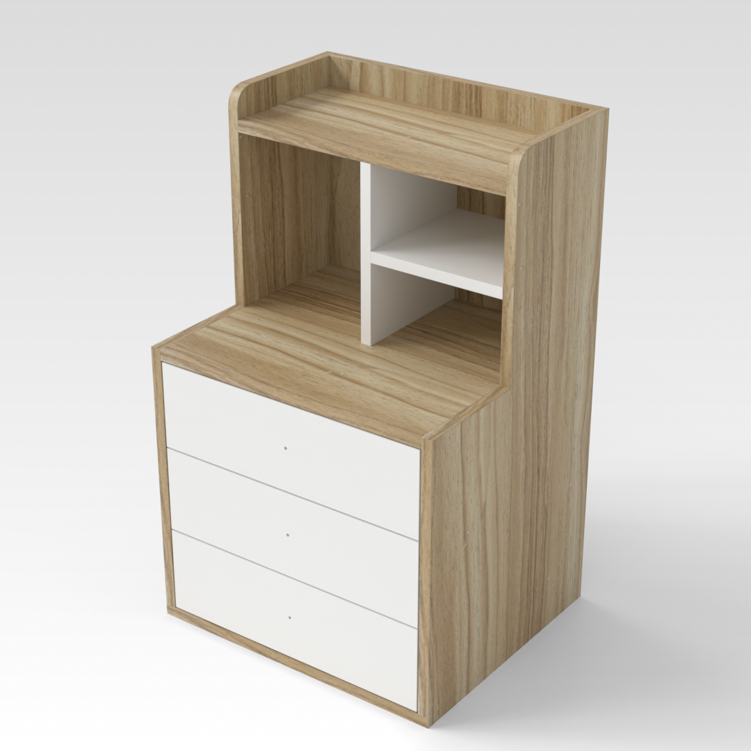 Country Oak & Warm White Nightstand