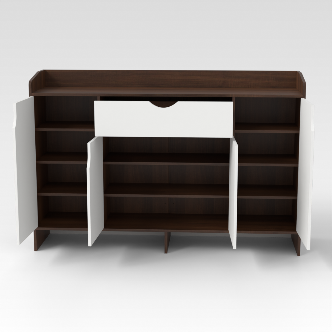 Prairie Oak & Warm White Shoe Cabinet