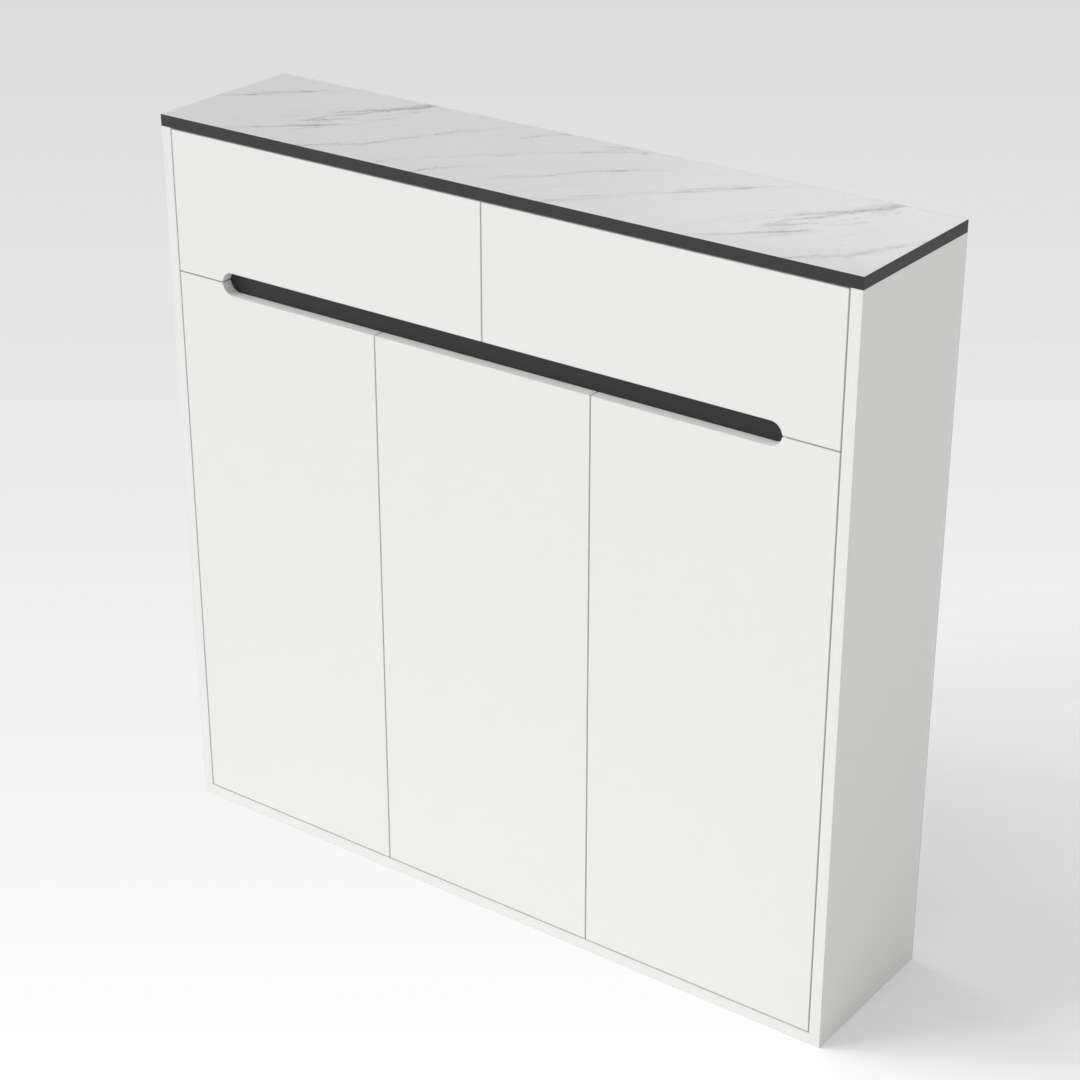 Warm White & White Marble Shoe Cabinet