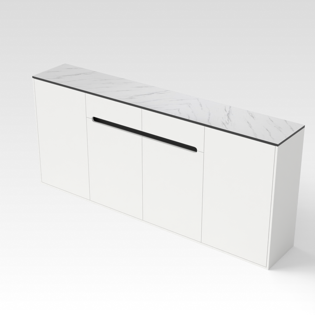 Warm White & White Marble Shoe Cabinet