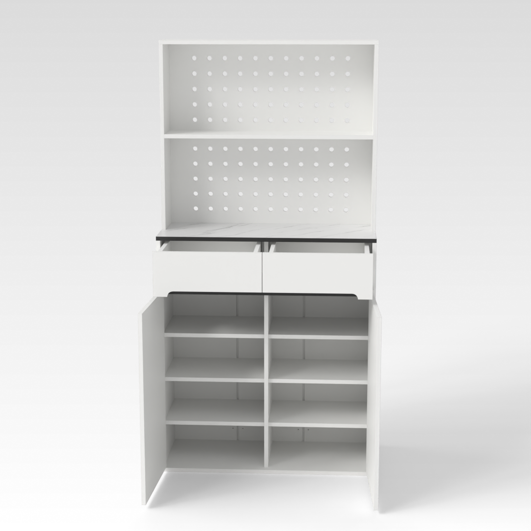 Warm White & White Marble Shoe Cabinet