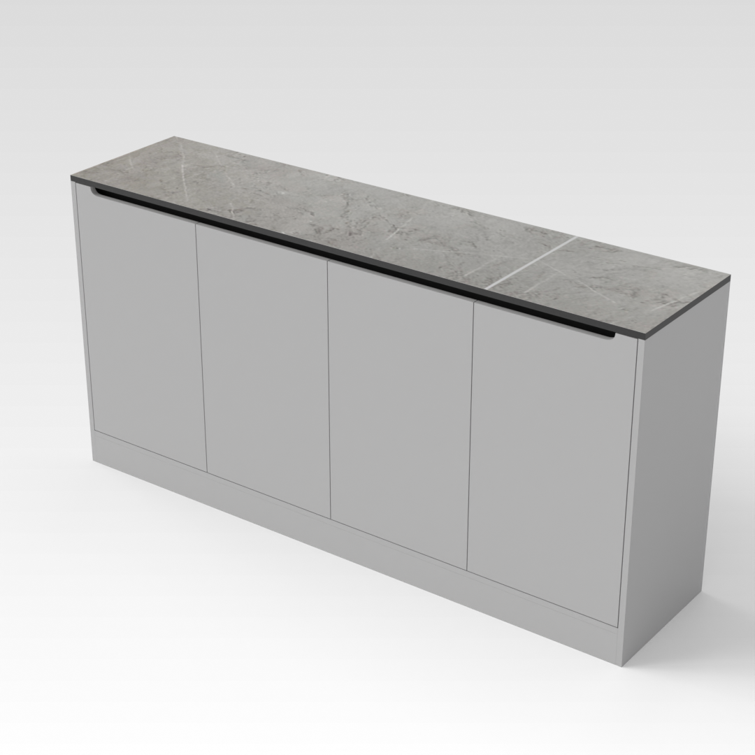 Light Gray & Brown Stone-Grain Top Shoe Cabinet